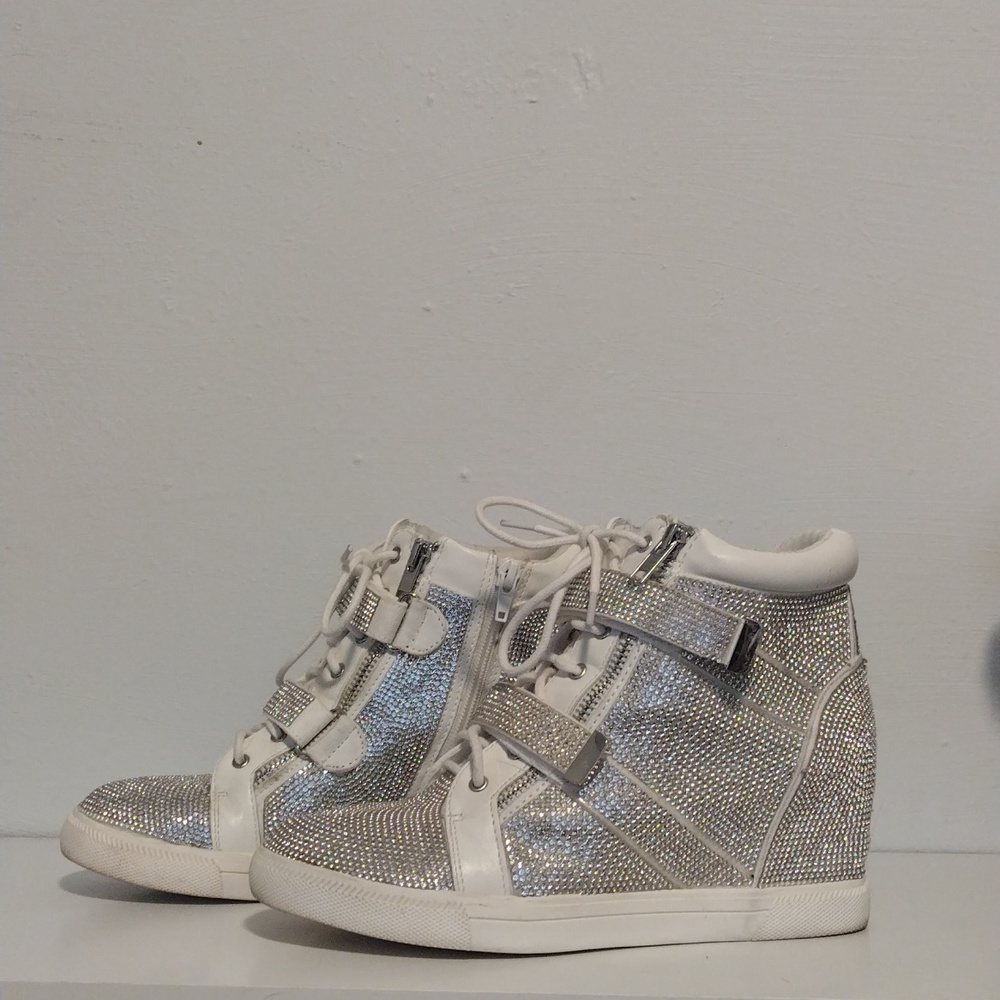 INC - gem covered - size 9 - high top shoes, rubber sole